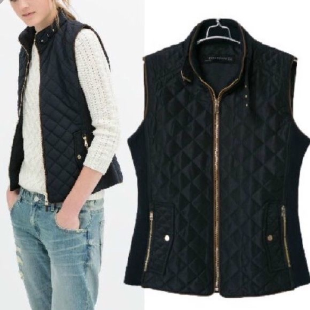 Zara Navy Quilted Vest